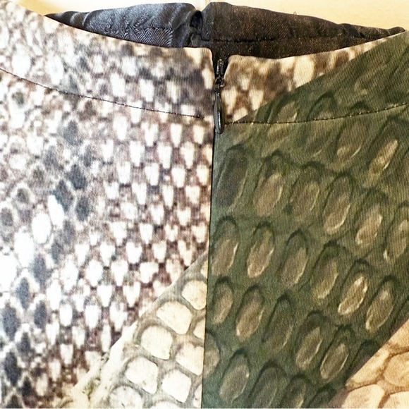 Yigal Azrouel Snakeskin Print Scuba Sheath Dress Sz 10 Green Gray Brown. - Picture 8 of 8